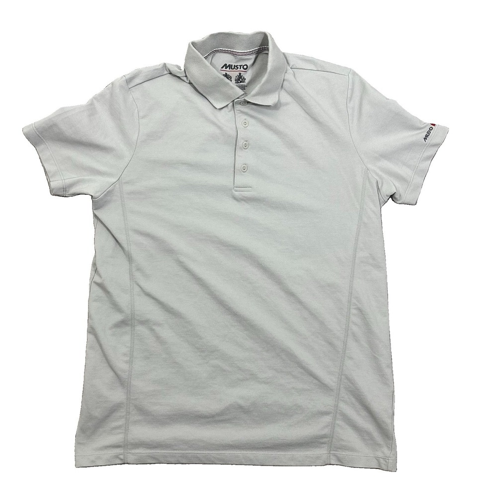 Musto Polo Shirt Mens Medium Gray Solid Sailing Performance UPF 40